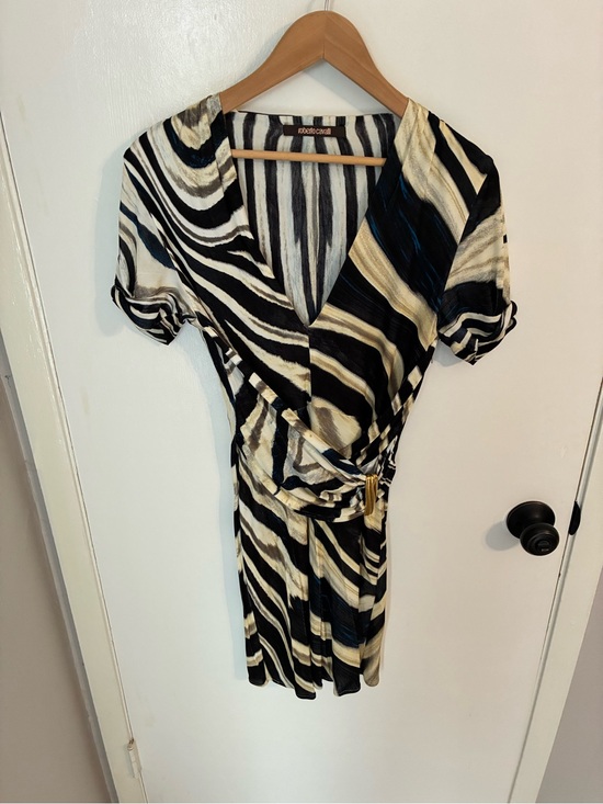 Roberto Cavalli Dresses & Skirts - Roberto Cavalli Vintage Y2K Zebra Print Dress with metal buckle